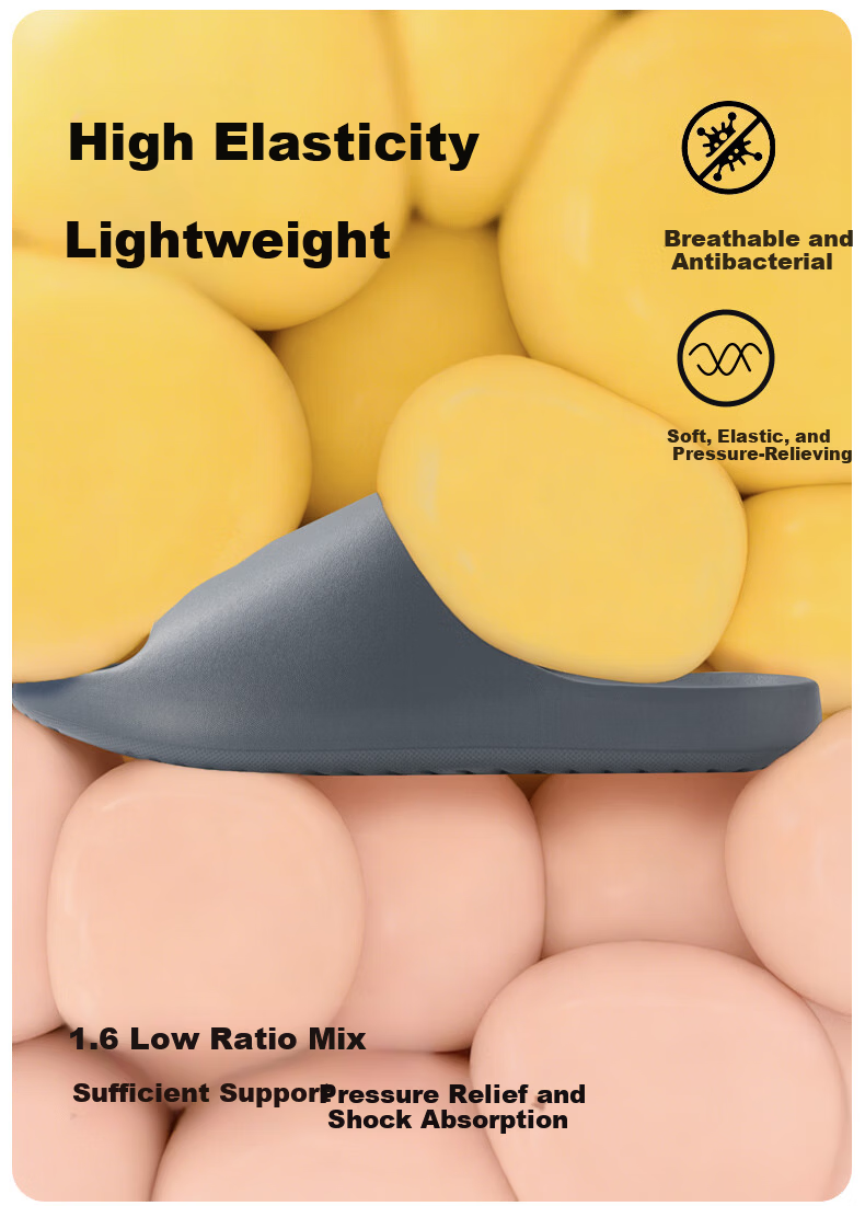 JD Jingzao High Back Recommended Cloud Elastic Slippers Odor-Resistant Lightweight Home Bathroom Outdoor Black Size 40-41 4