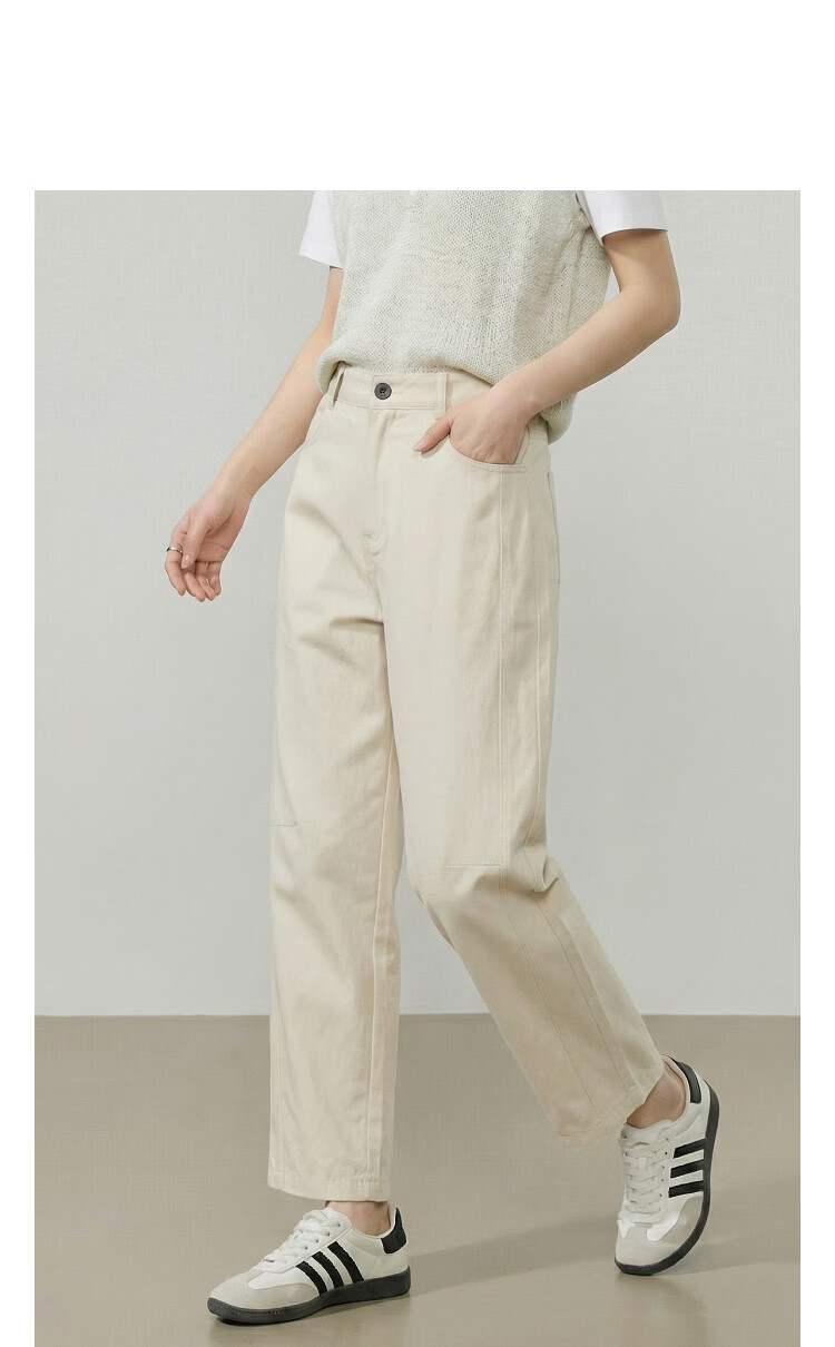 Demana High-Count Pure Cotton Summer Workwear Style Cropped Curved Pants Elastic Waist Slimming Concealment Casual Pants for Women Premium Feel 10
