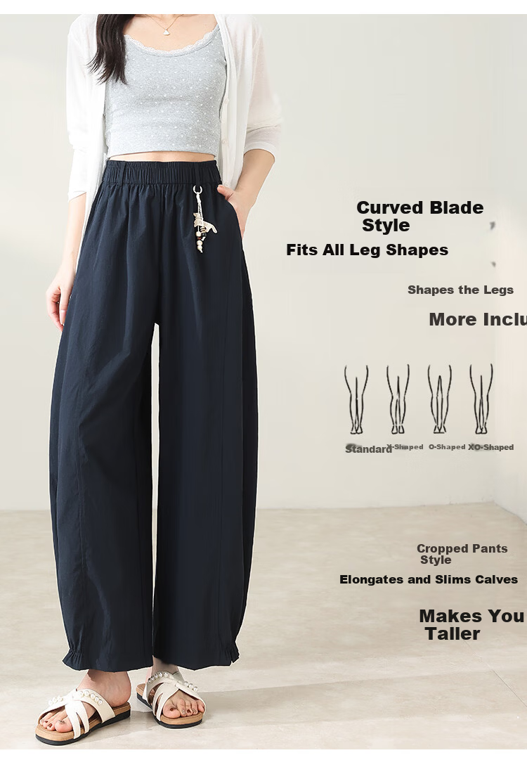 Free Style Bud Wide-Leg Pants Women Summer Thin Ruffled Hem Trousers 2026 New Petite Harem Casual Pants 4