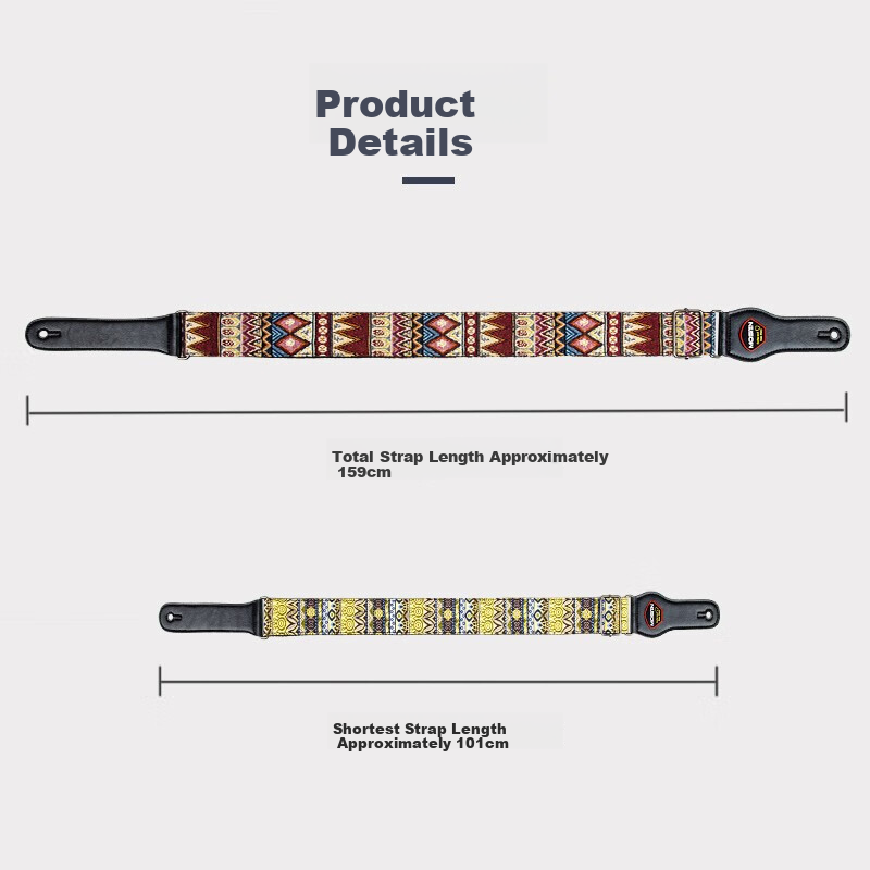 MOSEN MBD03 Thickened Woven Polyester Leather-End Acoustic Guitar Strap Electric Guitar Bass Strap Red and Black