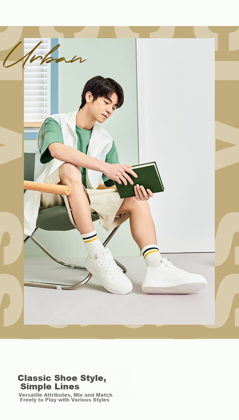 Anta Easy Lightweight Breathable Summer Casual Men's Sneakers Soft and Resilient Low-Top Couple's White Shoes Thick Sole Durable Height-Increasing Shoes 10
