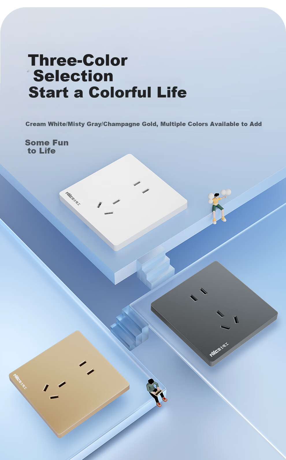 NVCleishidiangong Switch Socket, Two-Way Single Control 86-Type Concealed Wall Switch Panel, N25 Misty Gray 4