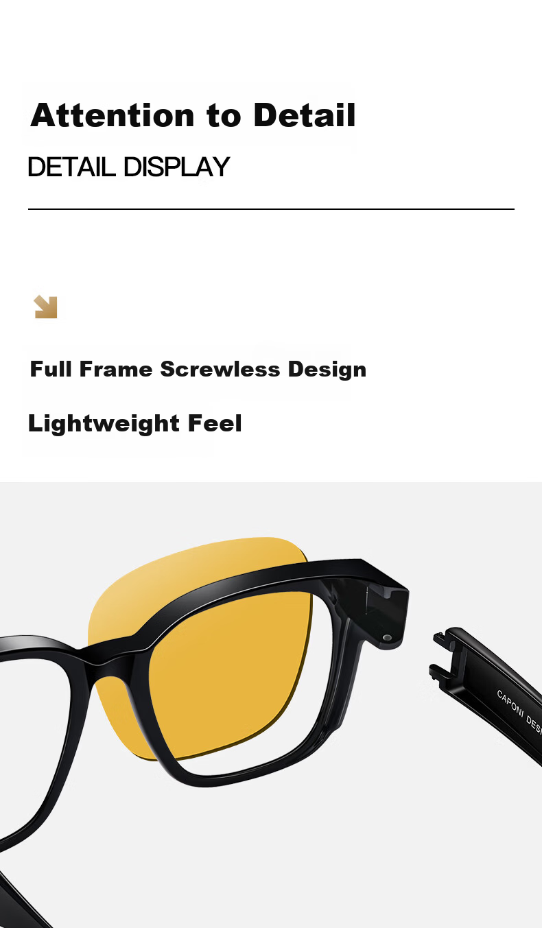CAPONI Night Vision Driving Sunglasses Clip-On Unisex Photochromic Polarized Sunglasses Clip for Day and Night Use with Prescription Glasses 18
