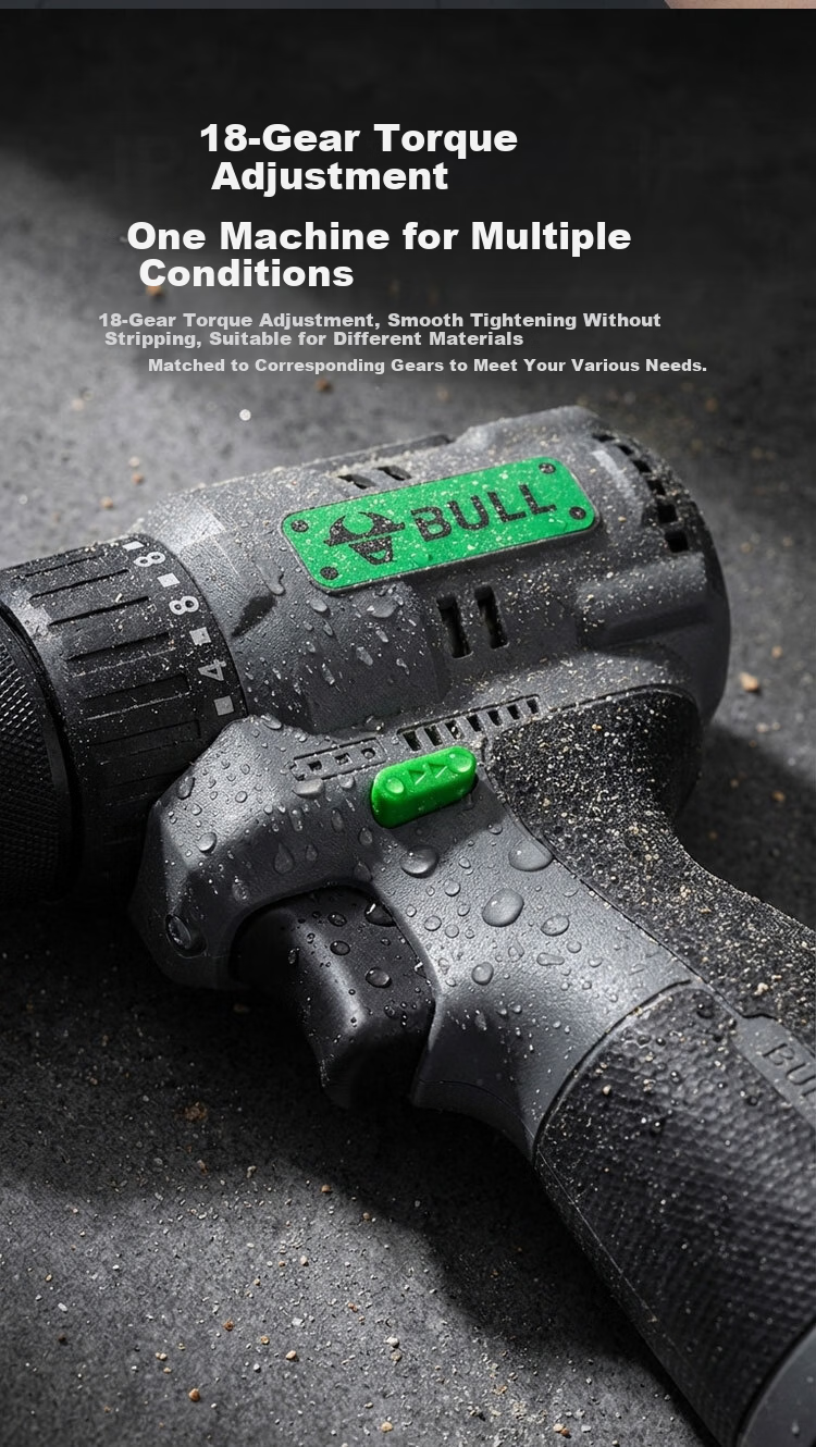 BULL 16V Household Cordless Electric Drill Multi-Function Cordless Screwdriver High Torque Electric Screwdriver Single Battery Set 4