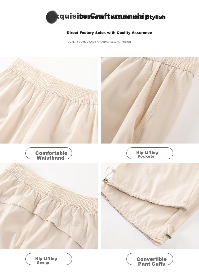 La Chapelle Women's Cargo Pants 2026 New Spring Summer Paratrooper Lightweight Ice Silk Quick-Dry Wide-Leg Drawstring Sports Trousers 5