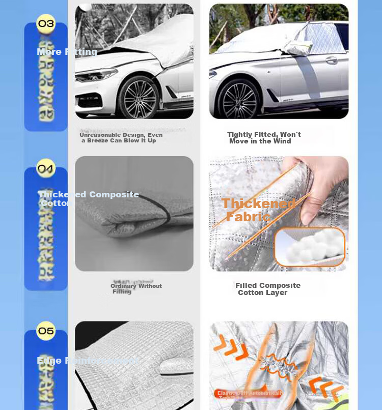 AUTOWOEL BYD Han DM-i Snow Cover Car Front Windshield Snow Shield Frost and Freeze Protection Winter Windshield Cover 8