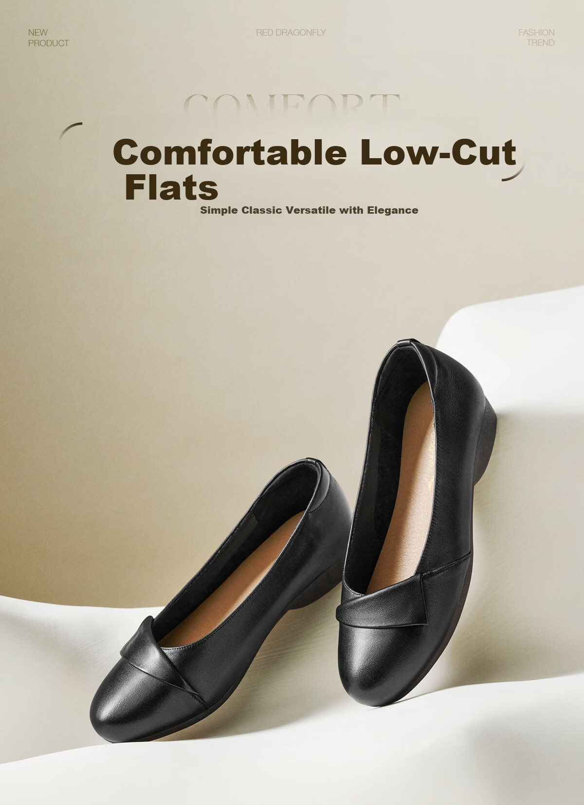 Red Dragonfly Women's Spring 2026 Genuine Leather Soft Sole Flat Comfortable Middle-aged and Elderly Shoes WJB16802 Black Size 35 1