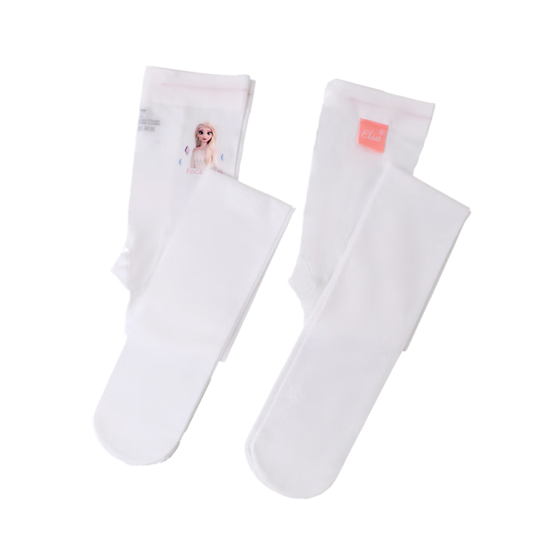 Disney Elsa Children's Tights Girls Thin Breathable Dance Socks Spring Summer Leggings DSP32050+ White 2 Pairs L
