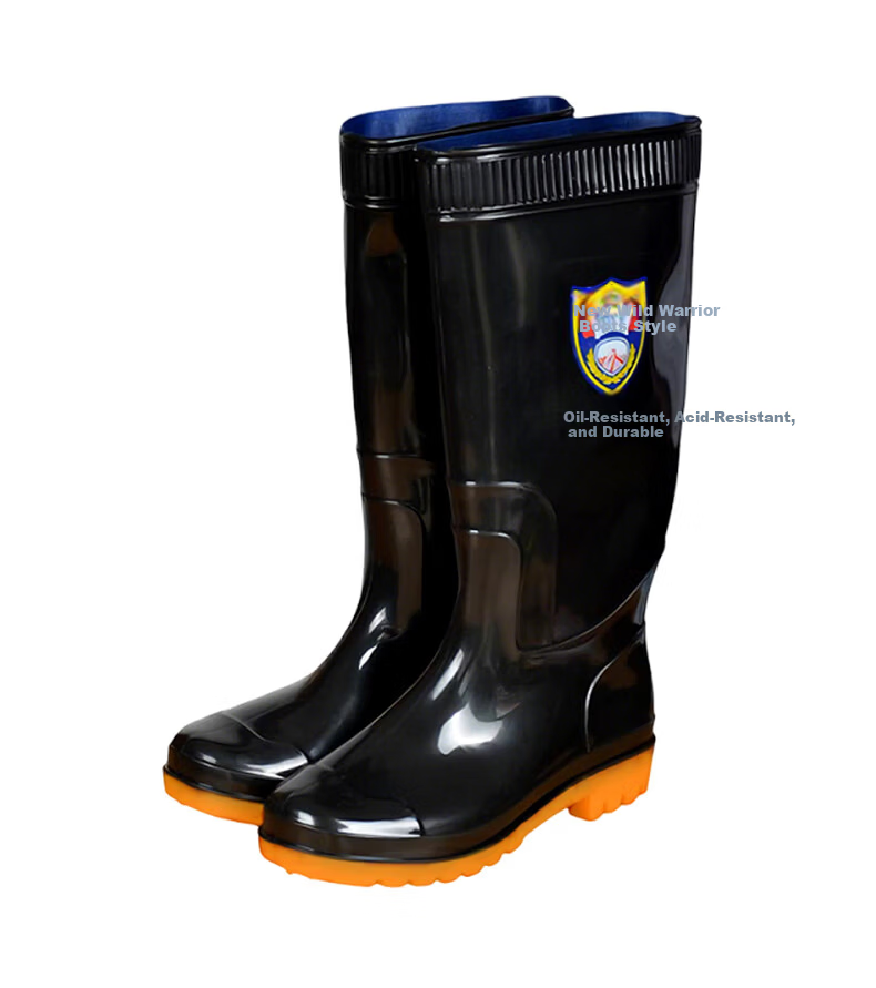 Gongqiyou Black Mid-Calf Rain Boots Size 40 Waterproof Non-Slip Wear-Resistant Outdoor Rubber Shoes 6