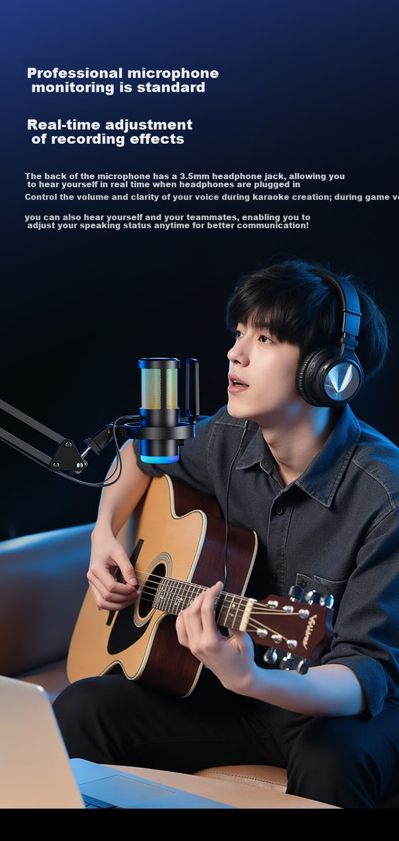 BOYA G30 Computer Live Streaming Microphone Gaming Condenser Desktop Microphone for K-Singing, Dubbing, Recording, Video Conferencing with Noise Reduction 6