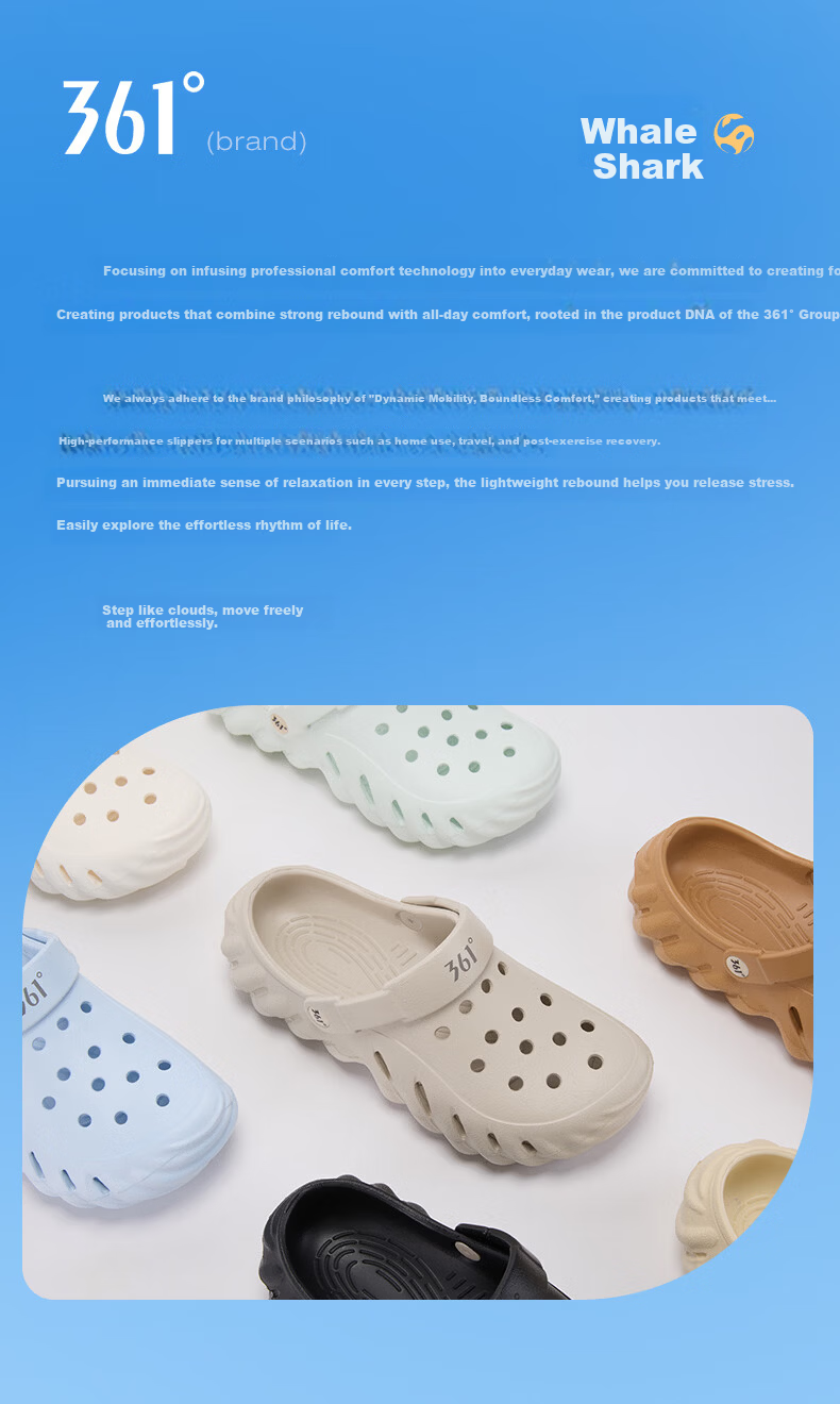 361° Whale Thick-Soled Clog Men's 2026 New Summer Quick-Dry Creek Shoes Non-Slip Slippers Men's Beach Shoes 16