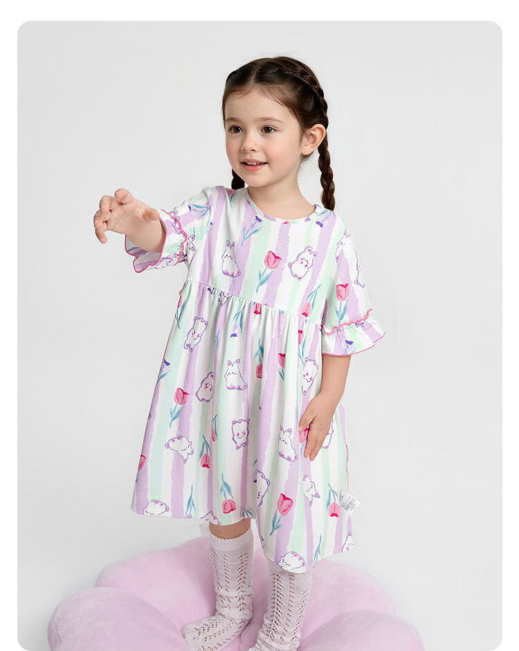 Balabala Baby Dress Summer Girls Nightgown Air Conditioning Clothes Anti-Cold Children's Home Dress Sweet Cute 21