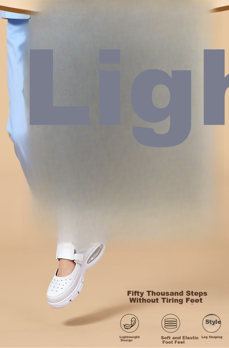 Feiying Cushion Nurse Shoes Women Spring Summer Genuine Leather Hollow Magic Tape Medical Work Shoes 2-2003 White 38 6