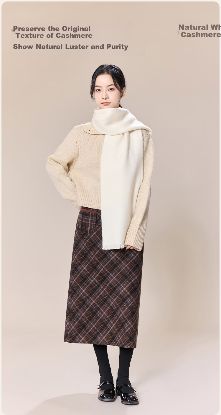 JIUMU Women's Cashmere Scarf Autumn Winter Warm Shawl Wool Neck Warmer Gift Box for Mother's Day Birthday 6