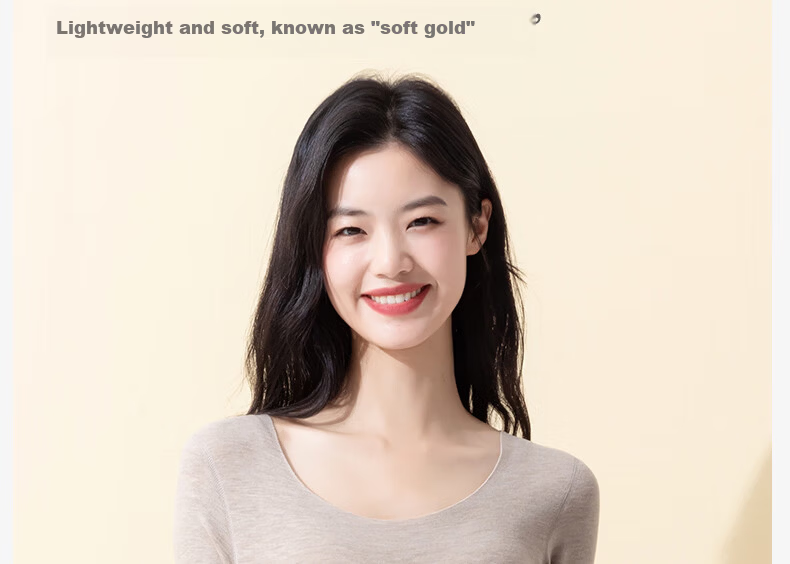 MiiOW Women's Thermal Underwear Double-Sided Velvet Heat Wool Silk Base Layer Autumn Winter Seamless Top 10