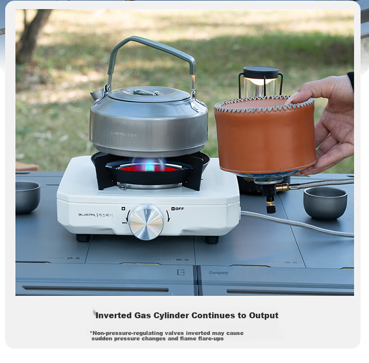 BUERK New Stable Pressure Cassette Stove Portable Outdoor Split Gas Tea Cooking Stove Camping Equipment Black 9kW 4