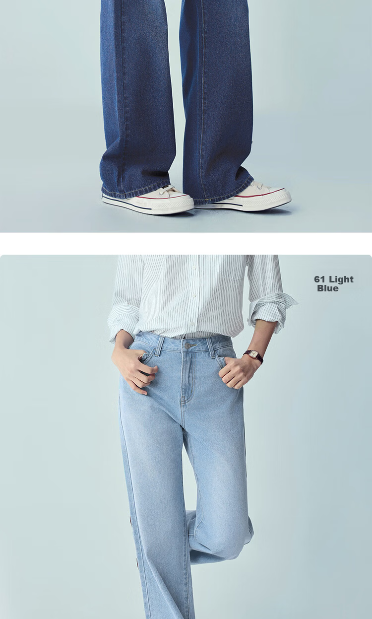 Giordano Women's Pants, New Summer 2026 Style, Pure Cotton Vintage Washed Straight-Leg Whisker Jeans, 13416339 15