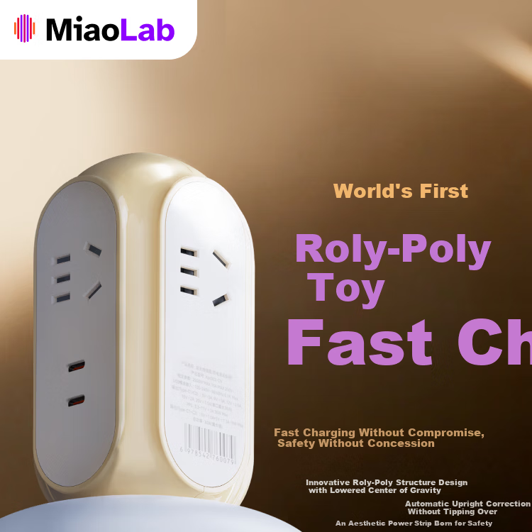 MIAOLAB Vertical Power Strip Socket 30W Fast Charging Type-C Desktop Office Extension Cord GaN Charger USB-C Compatible for Apple Huawei Xiaomi