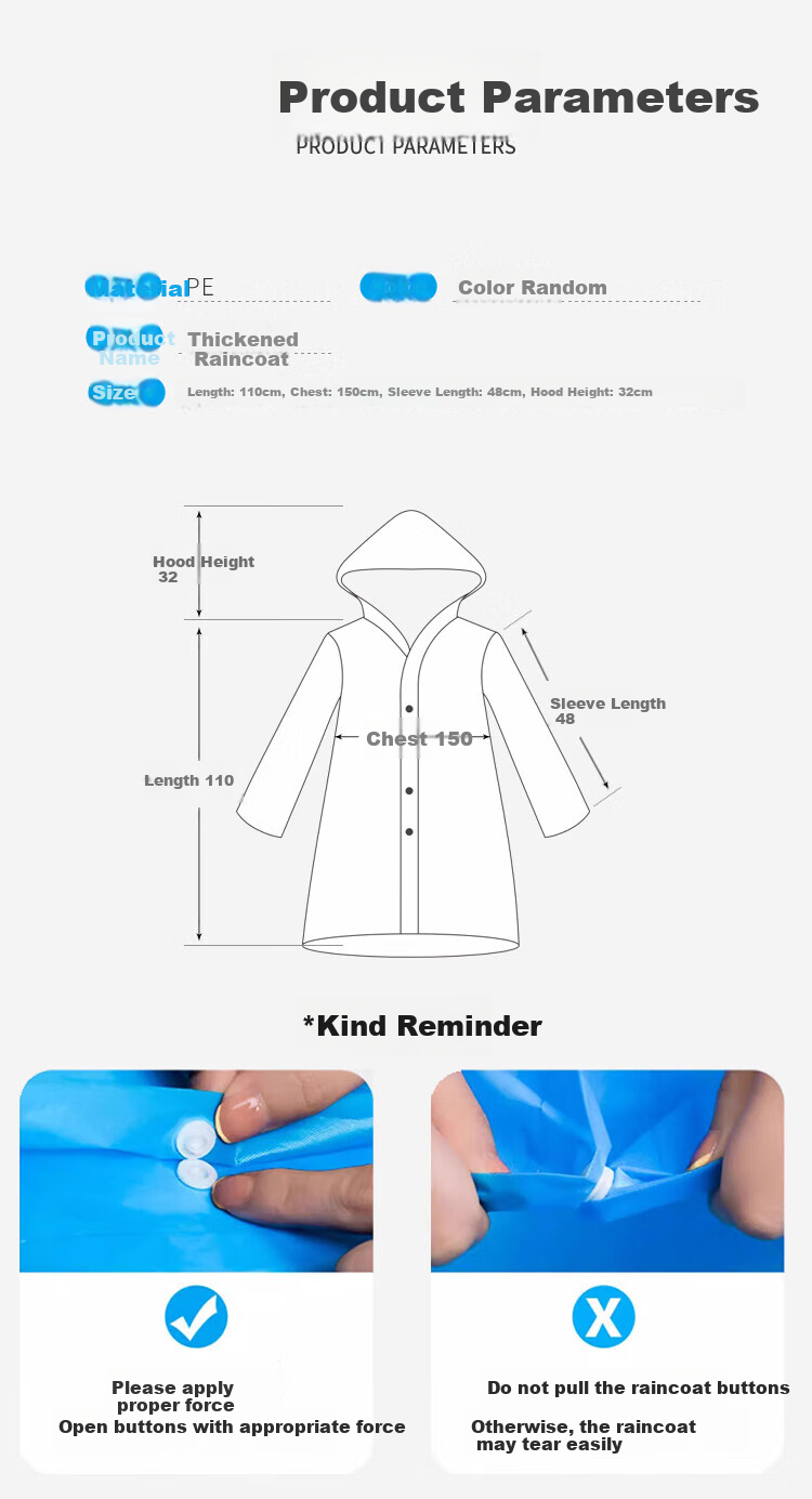 BWNK Disposable Thickened Raincoat Rain Poncho Hiking Rain Gear Unisex 5-Pack Mixed Colors Thickened Snap Button Raincoat Set of 5 1