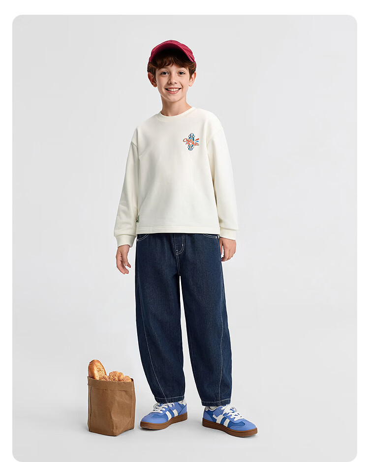 Balabala [balaOne] Boys' Denim Jeans Children's Pants 2026 Summer Long Pants Curved Blade Style 7