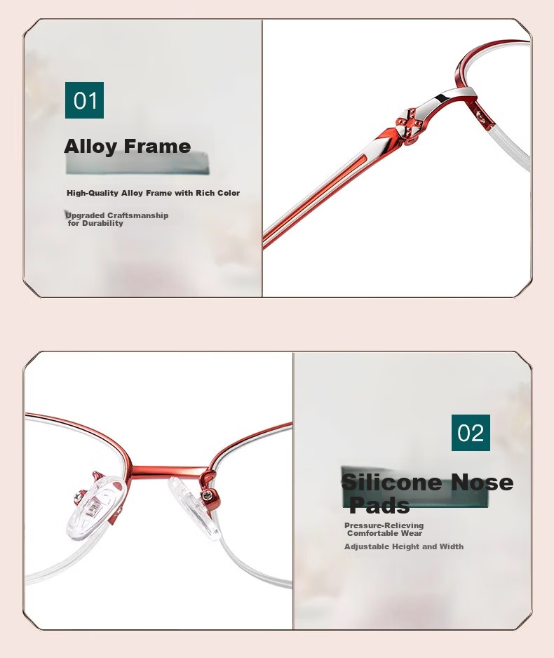 GOGOSOON Women's Anti-Blue Light Reading Glasses High-End Authentic Fashionable Presbyopic Glasses for Middle-Aged and Elderly Back to School 6