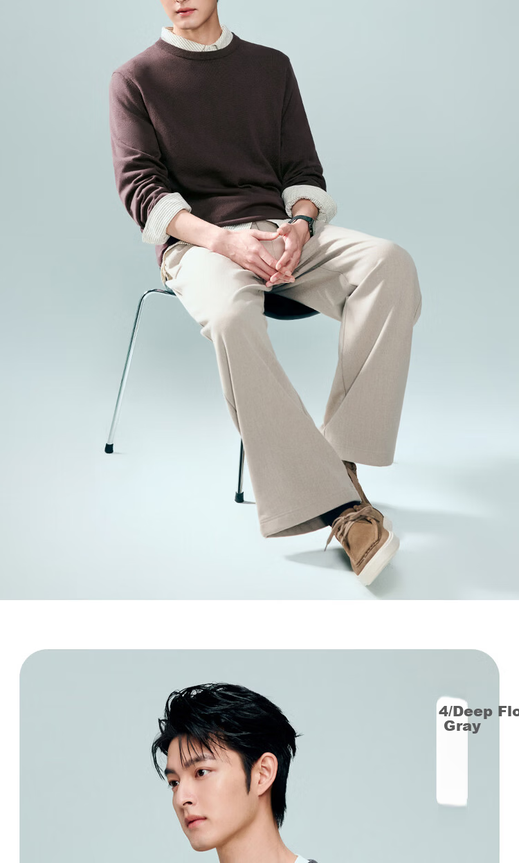 Giordano Men's Spring New Combed Cotton Solid Color Crew Neck Pullover Knitwear 18055610 10