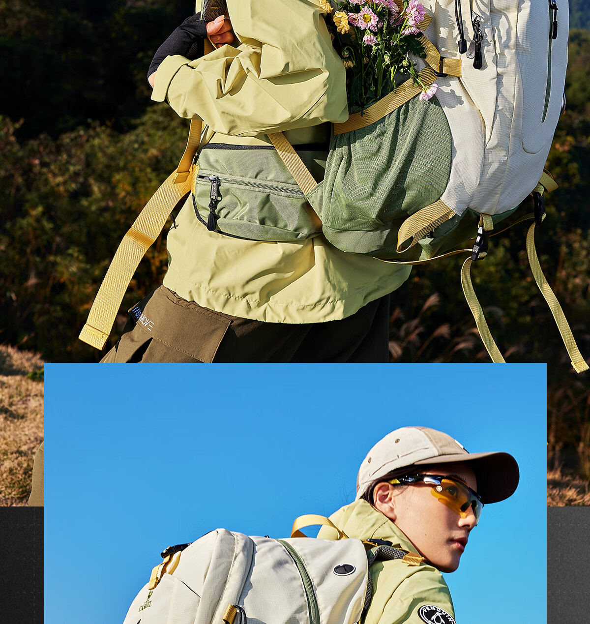 CAMEL Outdoor Hiking Backpack Waterproof Sports Backpack for Men and Women Travel Trekking Mountaineering Bag 2S04001A Advanced Gray 9