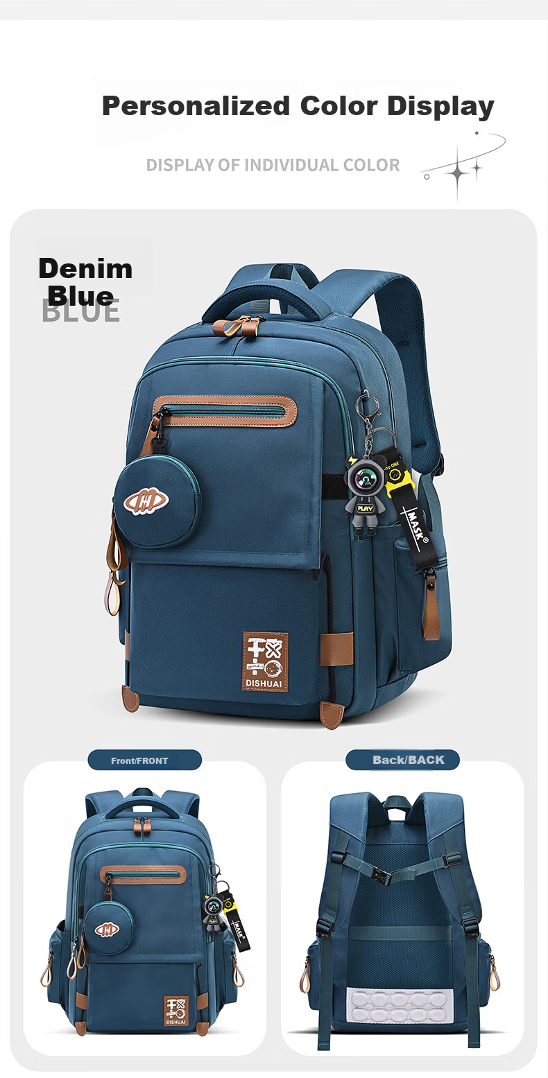 Dishuai Large Capacity Lightweight Breathable School Backpack for Junior High Boys, Middle School, High School, and College Students, Double Shoulder Bag 22