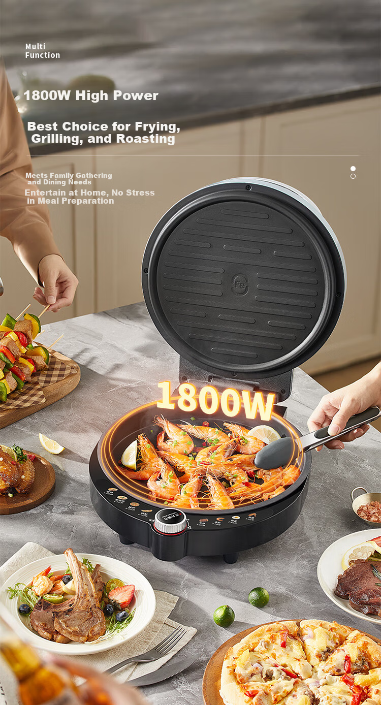 Liven Stainless Steel Electric Griddle for Home Use, Non-Coated, 38mm Deep, 1800W Double-Sided Heating, Pancake Maker, Uncoated Electric Frying Pan, Breakfast Machine LR-B3097 15