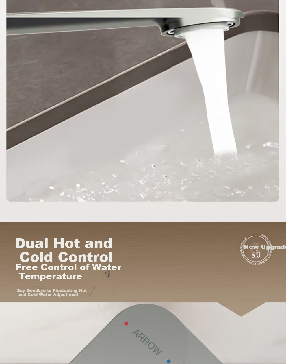 ARROW 304 Stainless Steel Brushed Bathroom Basin Faucet AE41108MSS 7