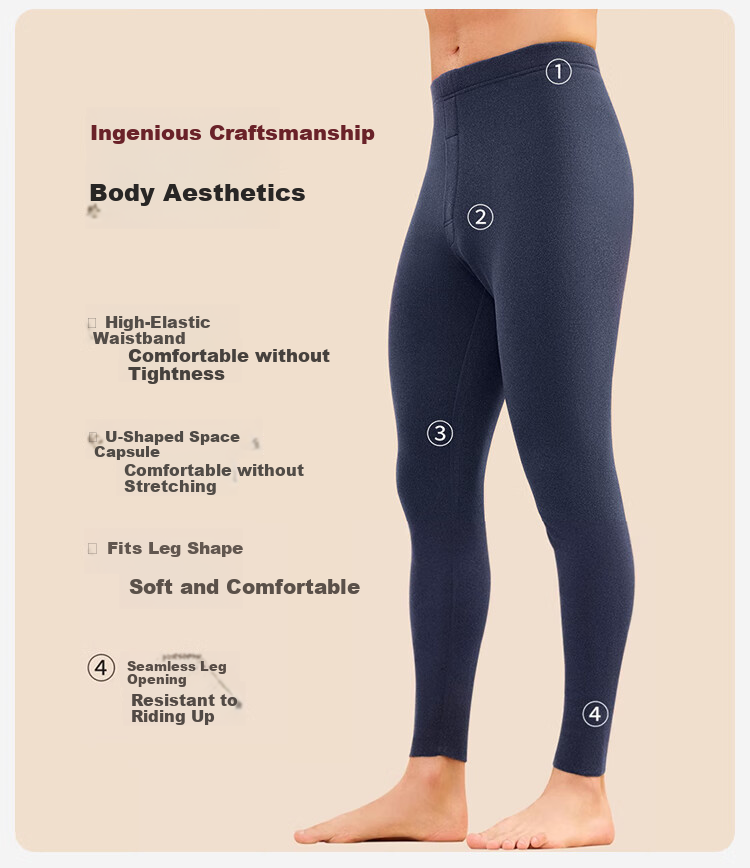 MiiOW Plus Size Men's Thermal Pants with Cashmere and Silk, Thin Warm Winter Long Johns, Dark Gray 9