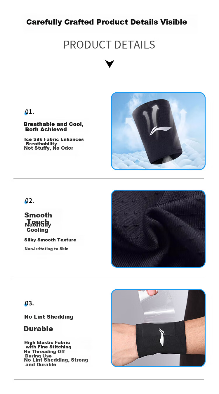 LI-NING Sports Wristband Cooling Sweat Towel Summer Lightweight Running Sweat-Absorbing Volleyball Badminton Wrist Support 14