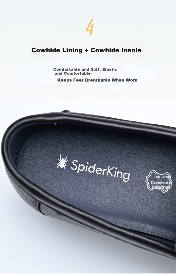 Spider King Men's Leather Shoes Spring Summer New Breathable Soft Sole Business Slip-On Casual Loafers 22731 Black Size 37 10