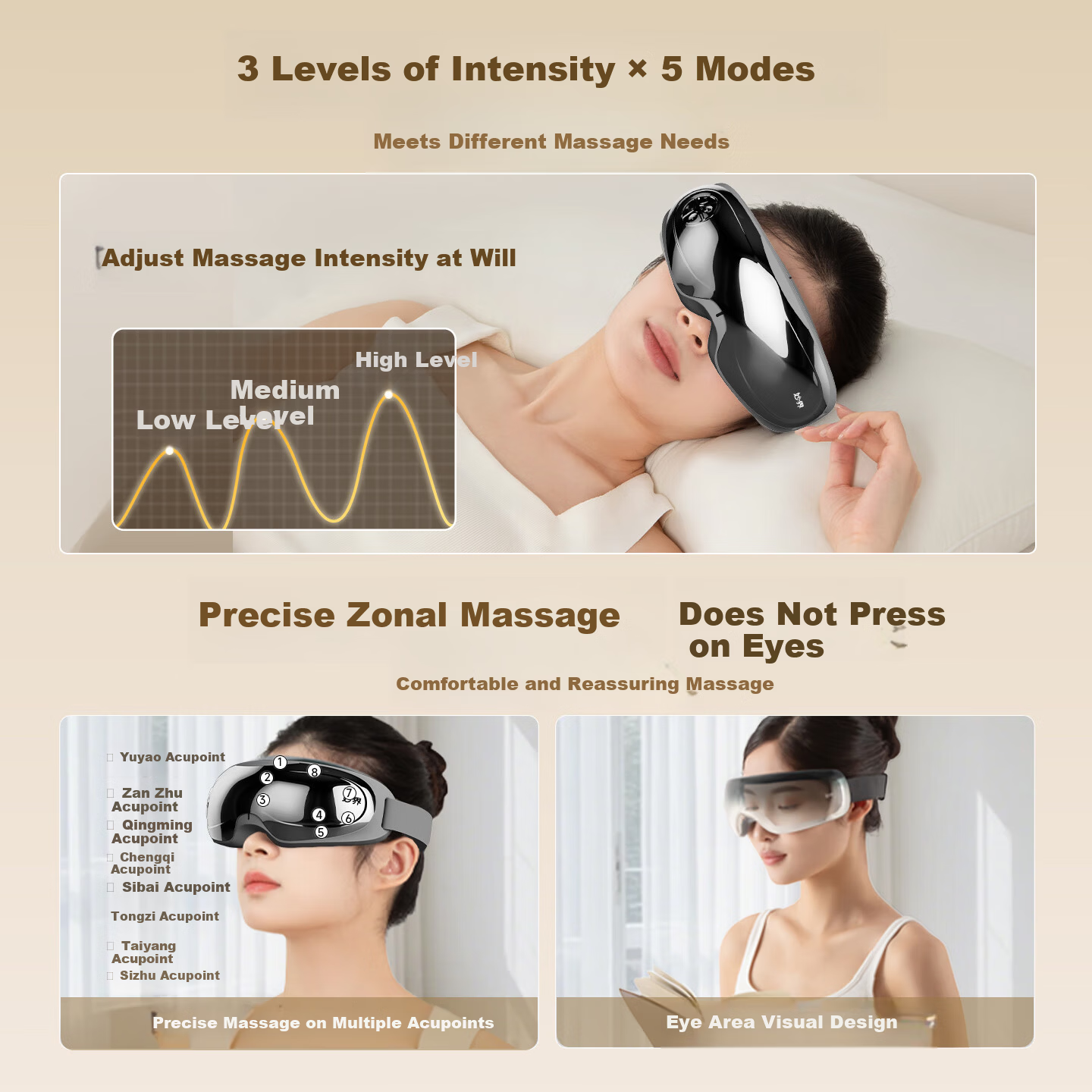 MIAOJIE Y11 Eye Massager Eye Care Device Airbag Temple Massage Silent Dry Eye Fatigue Warm Compress Moisturizing Eye Mask Blue