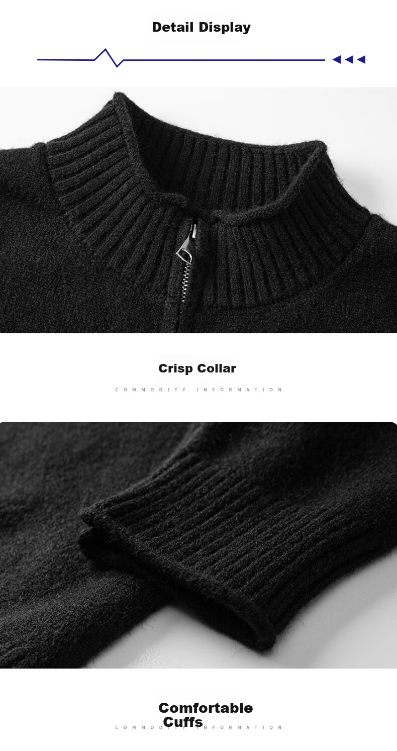 ROMON Men's Knitwear Spring Autumn Casual Loose Drop Shoulder Cardigan Sweater Stand Collar Jacket Navy 3XL ST10 21