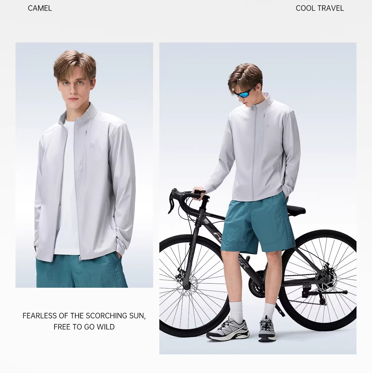 Camel Women's Stand Collar Sun Protection Jacket 2026 Spring Summer New Original Yarn Cool Breathable Sports Casual Short Jacket for Men 54
