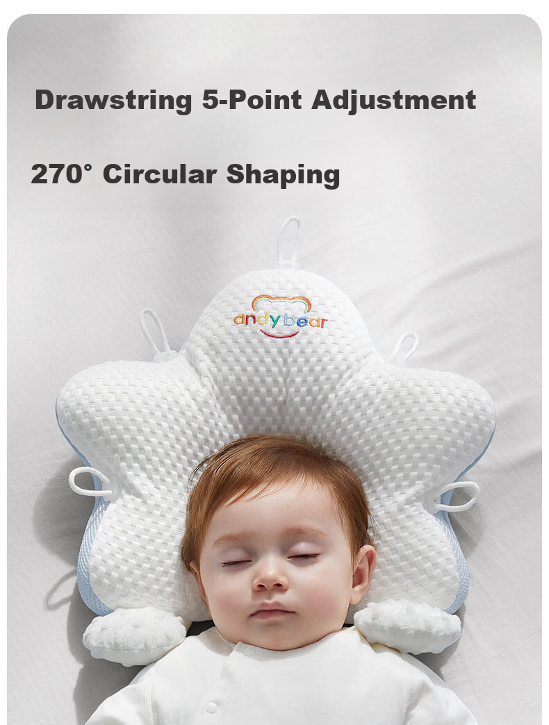 Aibedila Baby Shaping Pillow Newborn Head Correction Pillow 0-6 Months Anti-Flat Head Sleep Aid Blue 3