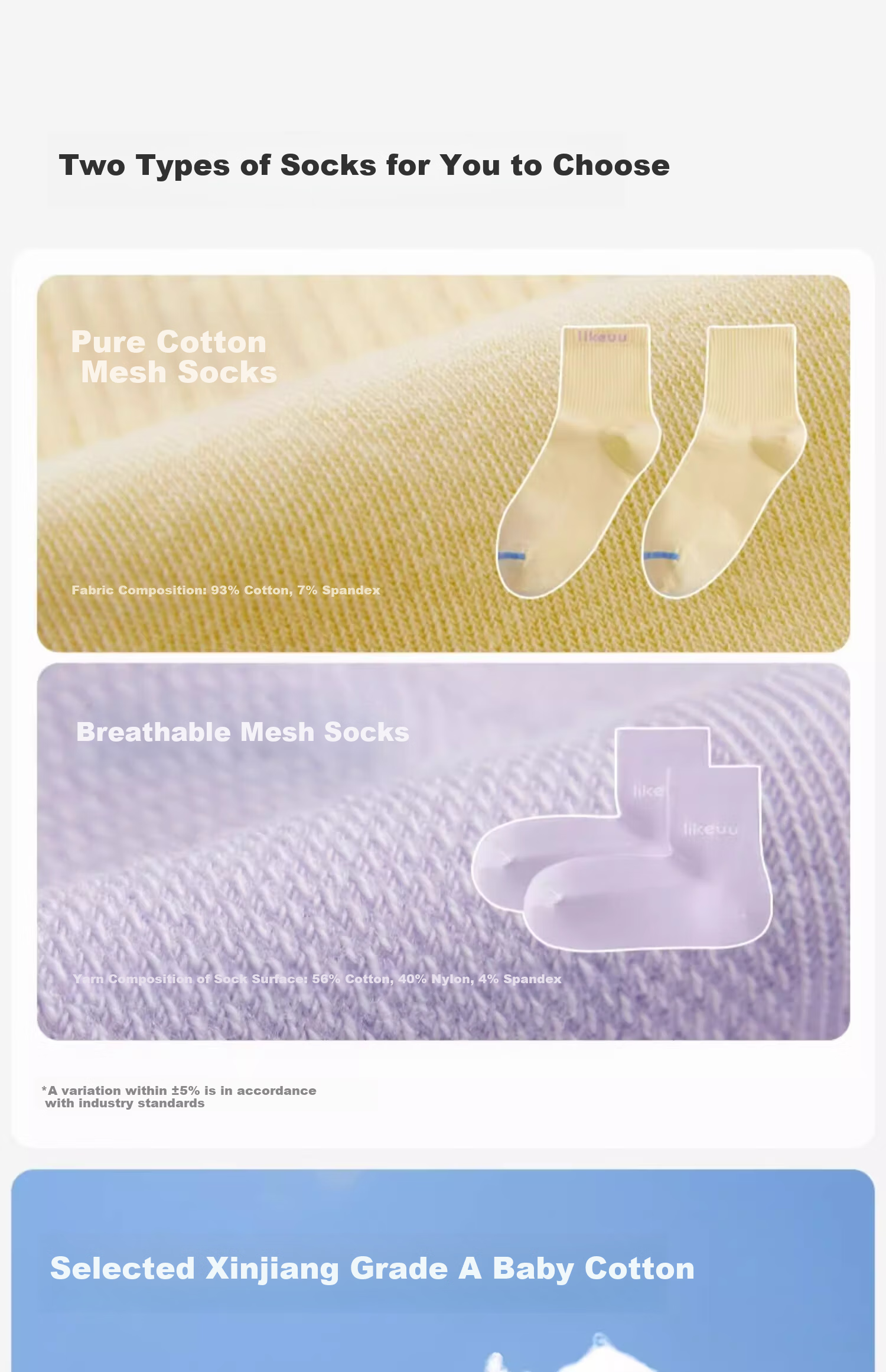 Like uu Kids Socks Boys and Girls Sports Socks Odor-Resistant Breathable Mid-Calf Cotton All-Season 7A Antibacterial 2
