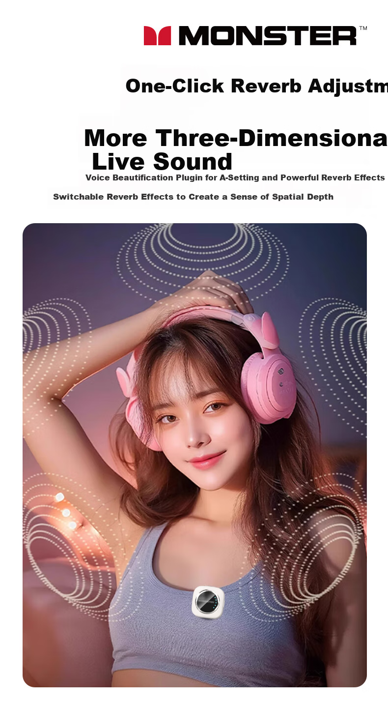 MONSTER Wireless Lavalier Microphone Professional Recording Outdoor Vlog TikTok Short Video Noise-Cancelling Clip-on Mic Portable Wireless Microphone One-to-Two Type-C M1 Black 9
