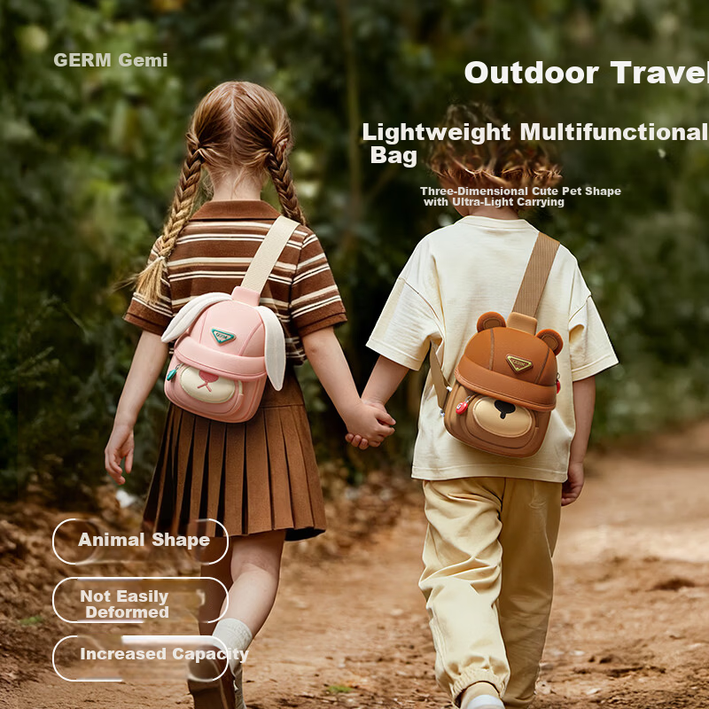 Germ Multifunctional Mini Kids Crossbody Bag Water-Resistant Lightweight Chest Bag Outdoor Travel Bubble Rabbit 3-10 Years