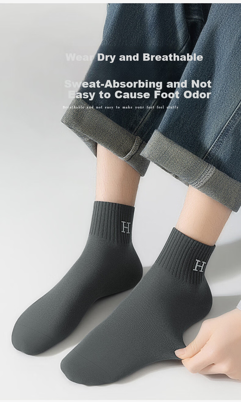 Yimian Men's Short Socks 100% Cotton Summer Thin Antibacterial Odor-Resistant Breathable Sports Cotton Low-Cut Socks 10 Pairs 11