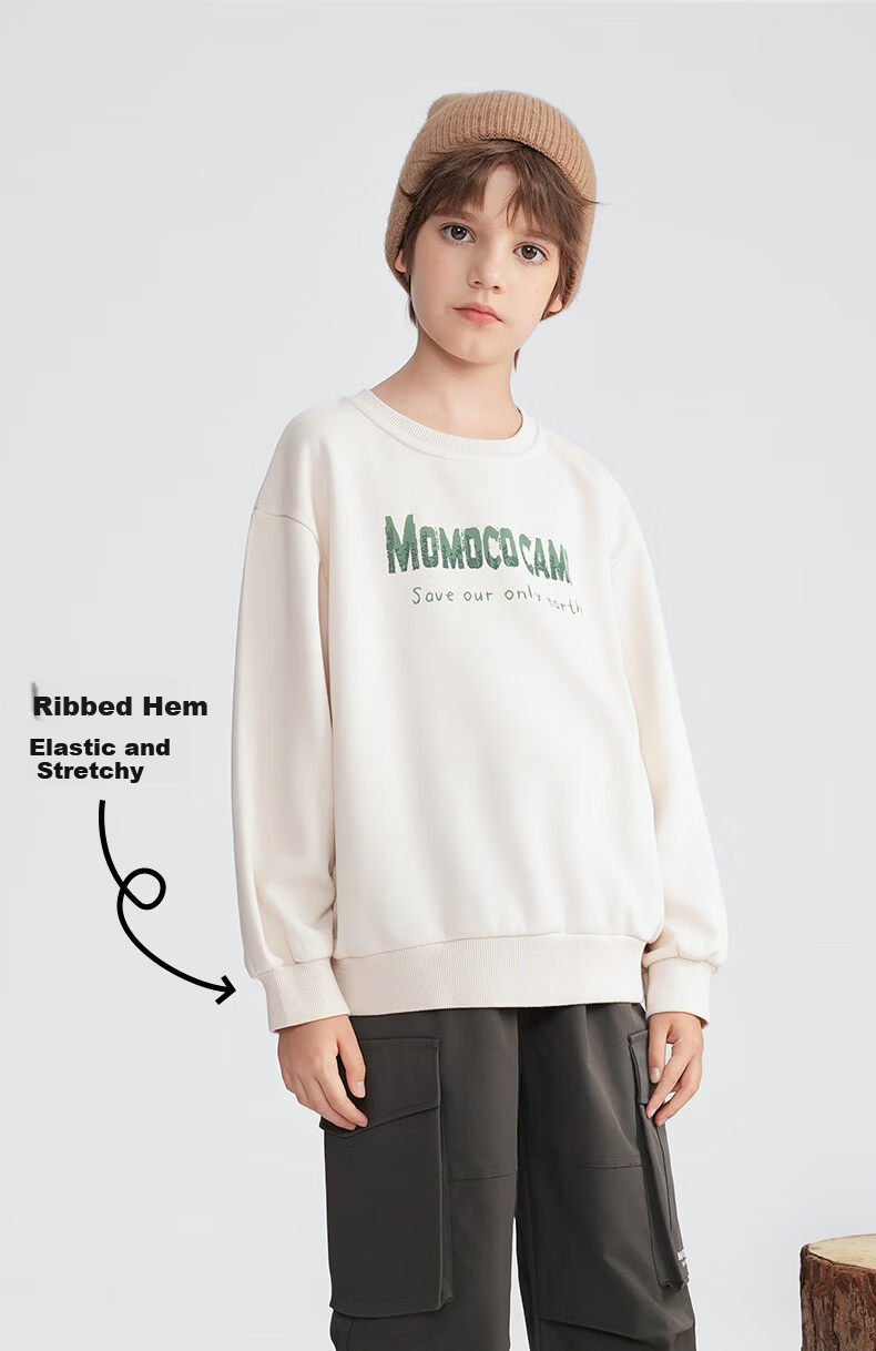 MOMOCO Boys' Hoodie Spring and Autumn Casual Fashion Sweatshirt Khaki Gray 150cm 3