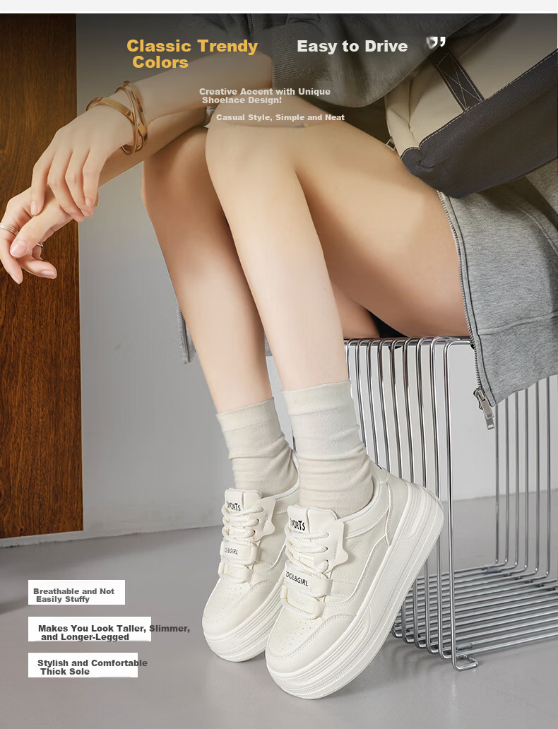Cartelo Crocodile Women's White Sneakers Spring Fashion Simple Sports Casual Shoes Versatile Skate Shoes Beige 37 2