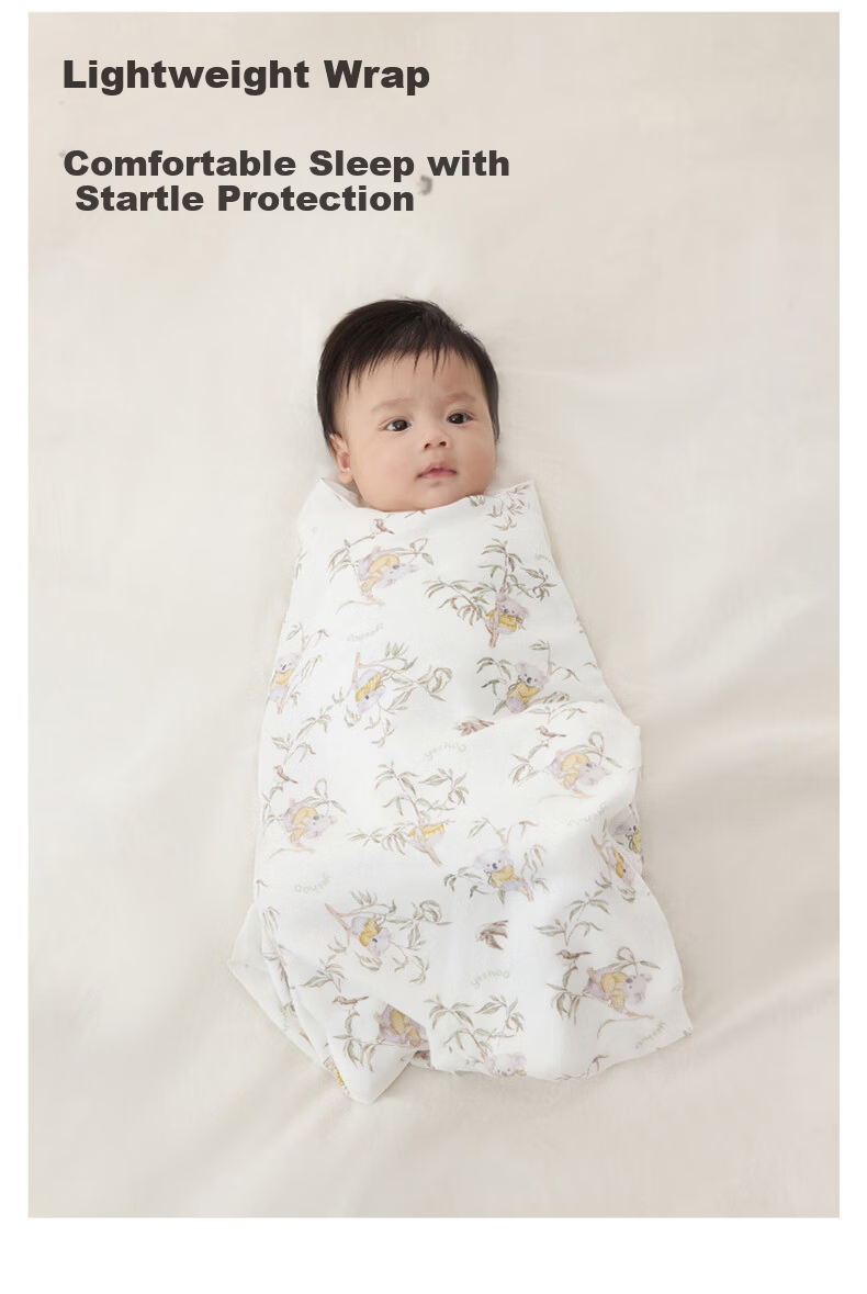 YEEHOO Baby Swaddle Sleeping Bag Double-Layer Soft Antibacterial Large Newborn Blanket Koala 90*90CM 2