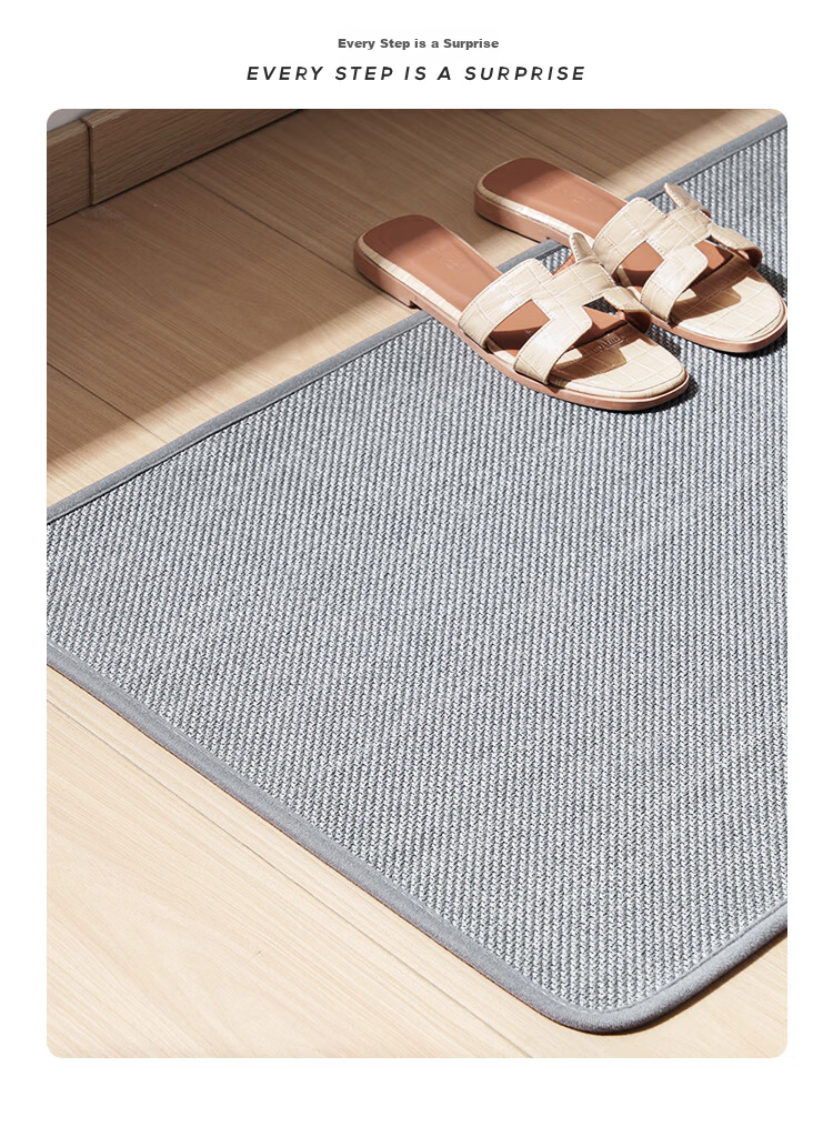 Cartifia Bathroom Mat Absorbent Quick-Dry Non-Slip Anti-Fall Linen Texture Thickened Rattan Gray 50*80cm 10