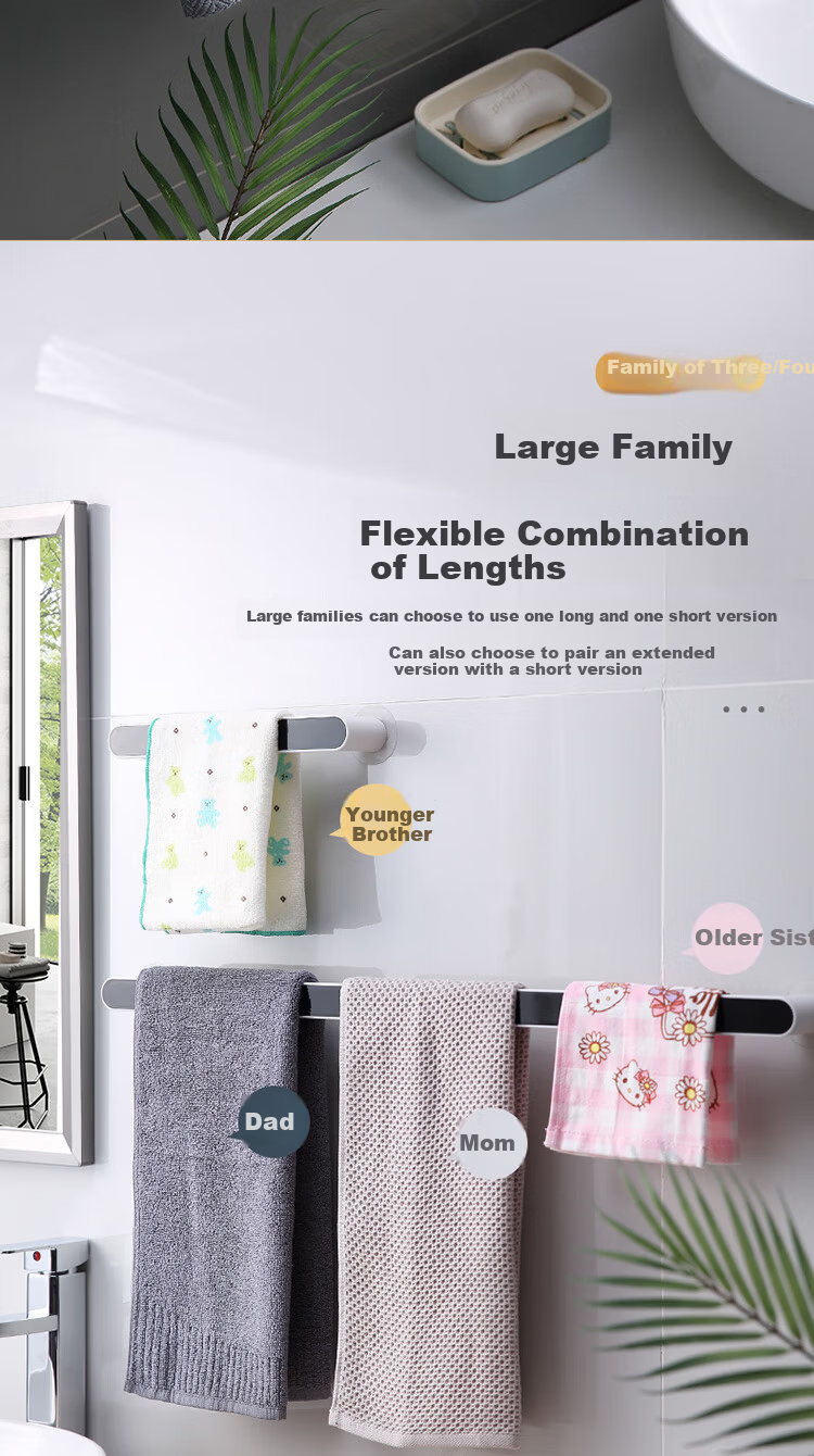 Ecoco No-Drill Towel Rack Bathroom Toilet Storage Towel Bar Minimalist Bathroom Shelf E1929 Black 9