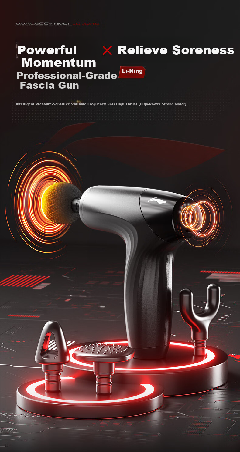 LI-NING Fascia Gun Massager Shoulder Neck Waist Back Massager Professional Mini Portable Fitness Muscle Relaxation Gift for Parents Mother's Day Spring Festival Valentine's Day Qixi Festival for Men a 2