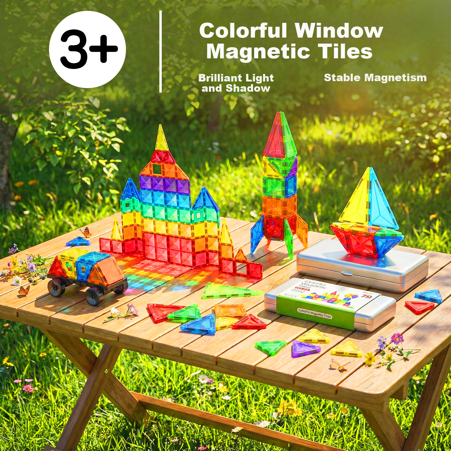 GYING Kids Magnetic Building Blocks Colorful Window Magnetic Assembly Toy for Boys and Girls Role Play Gift