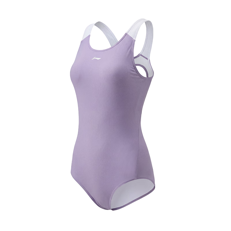 LI-NING Women's Premium 2026 New Professional Training One-Piece Triangle Swimsuit Sports Swimwear 1482 Purple XL