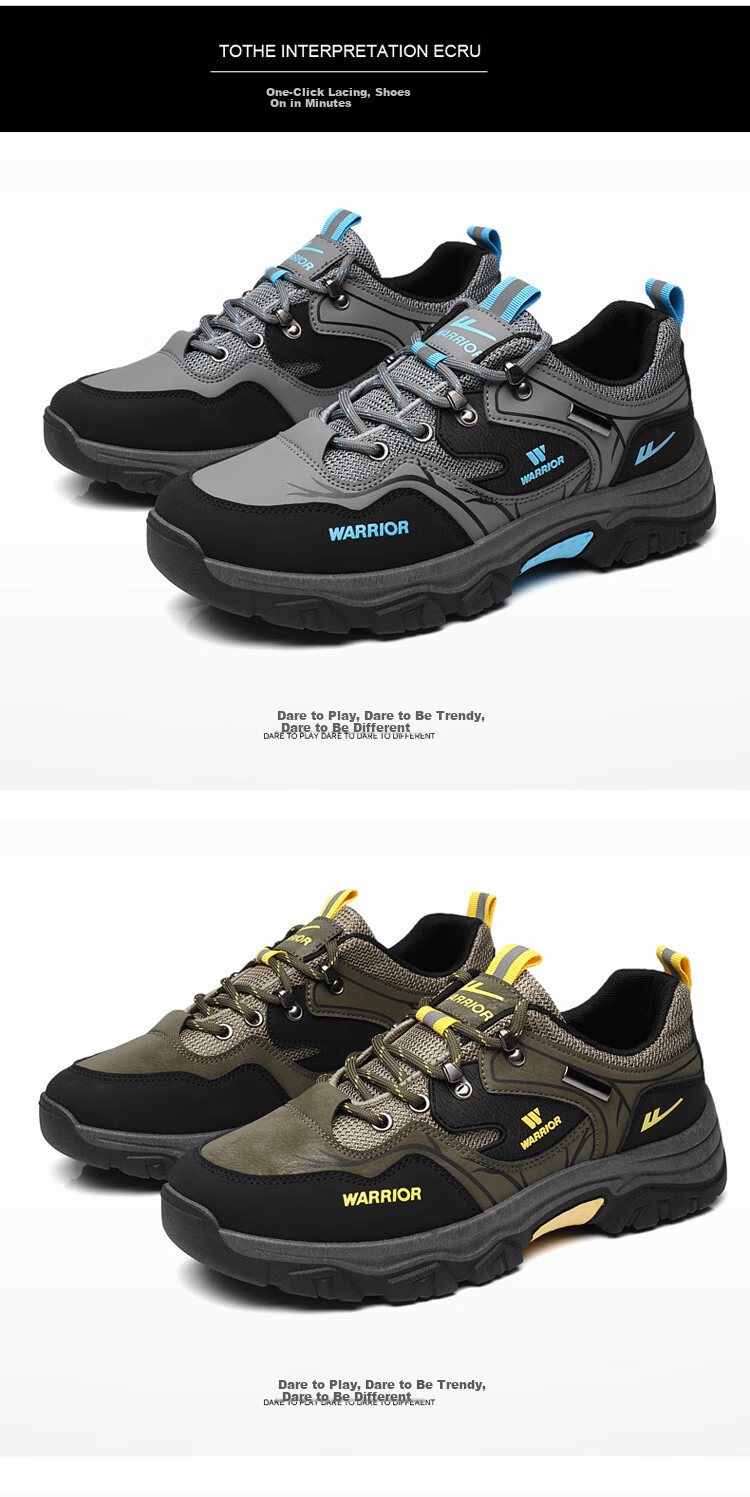 Warrior Men's Summer Breathable Work Office Sports Casual Non-slip Wear-resistant Safety Dad Shoes Black/Grey/Blue 43 25